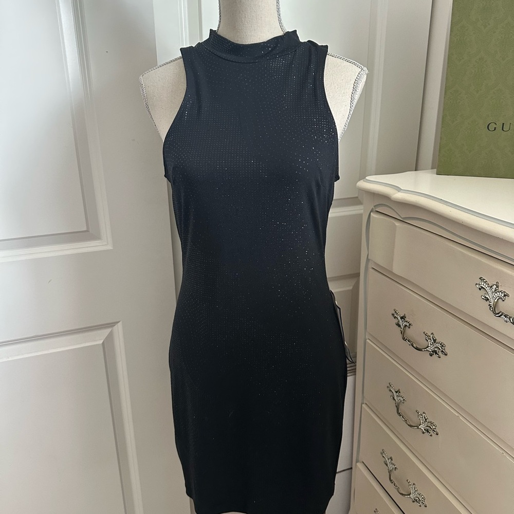 Speechless Black Sleeveless Mock Neck Sheath Mini - Picture 5 of 5